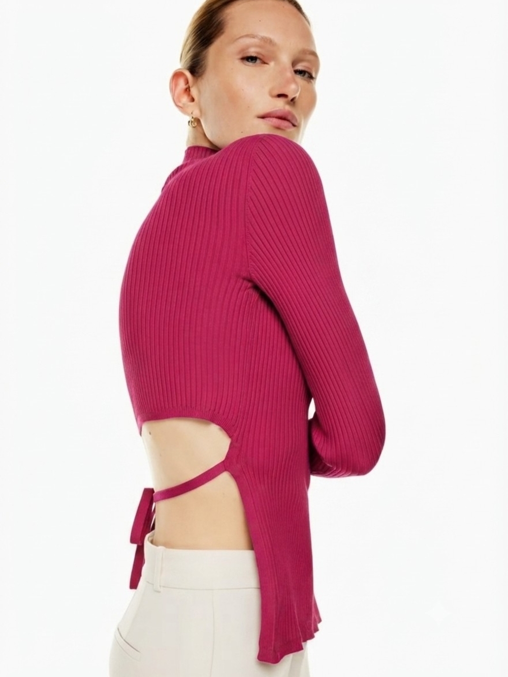 Aritzia Babaton Open Back Ribbed Mockneck Sweater – Sold Out! Size L